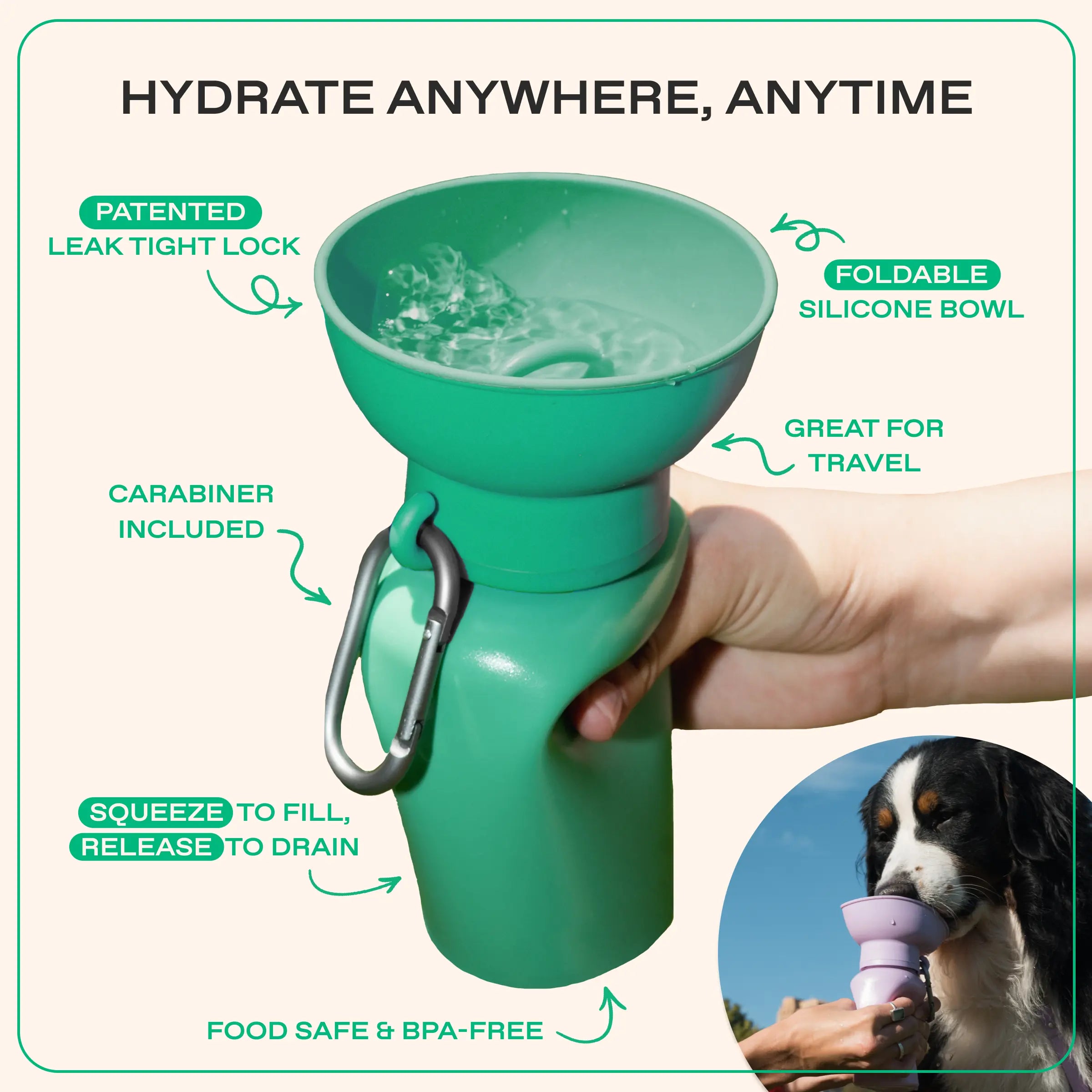 Botellas de agua de viaje para perros Flip de 20 oz (juego de 2)